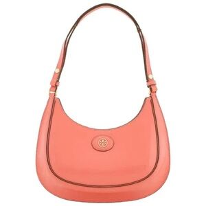NWT Tory Burch Coral Crush Robinson Crosshatched Convertible Crescent Bag